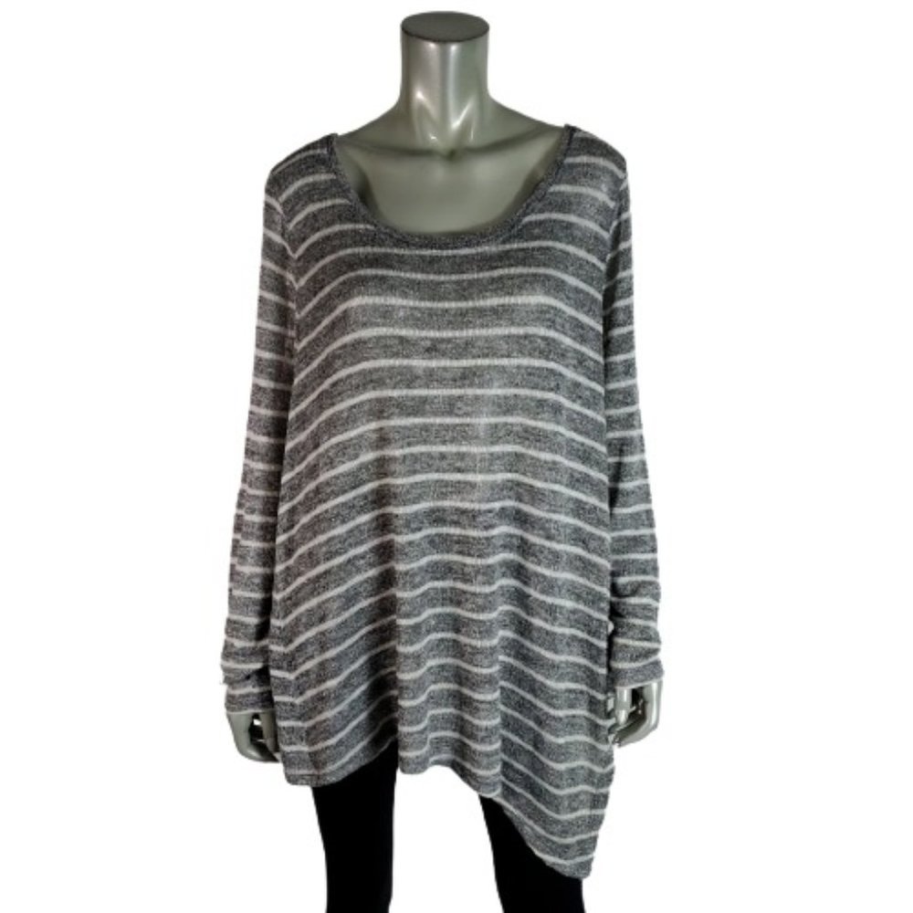 Lane Bryant Sweater Plus 18/20 Metallic Lightweight Asymmetric Stretch Silver